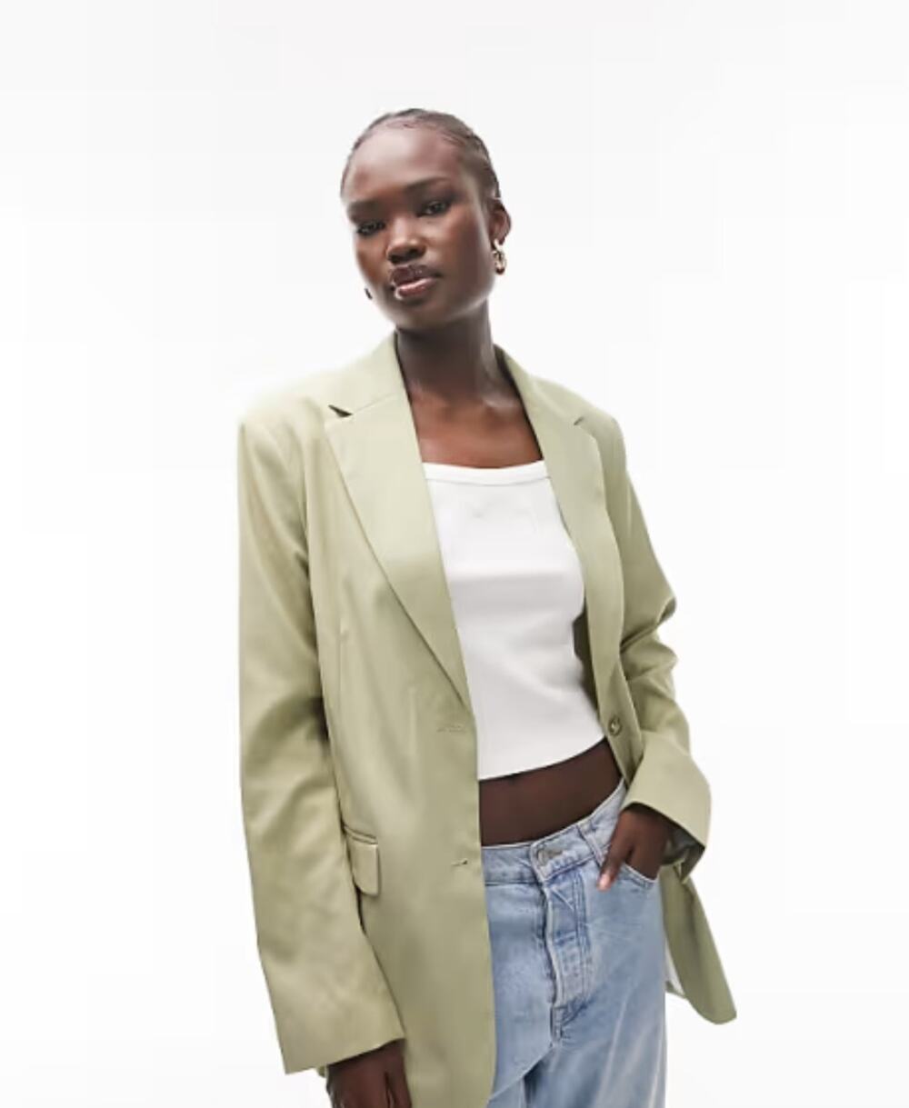Topshop Oversized Split Back Tall Straight Two Button Blazer Size 6